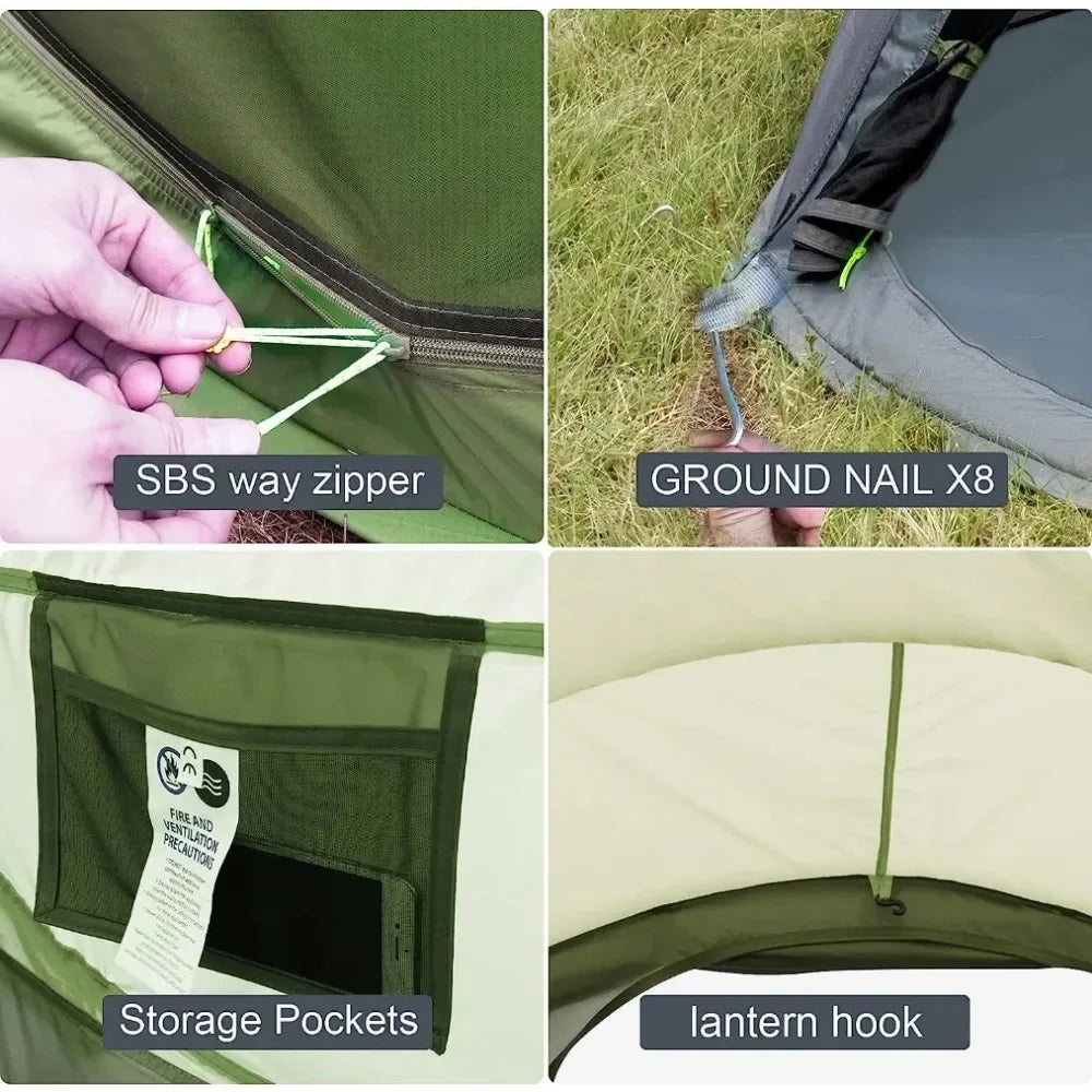 Waterproof 4 Person Tent - Instant Pop Up & 2 Doors